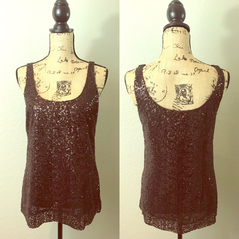 JCrew Brown Sequin Tank Sz 6